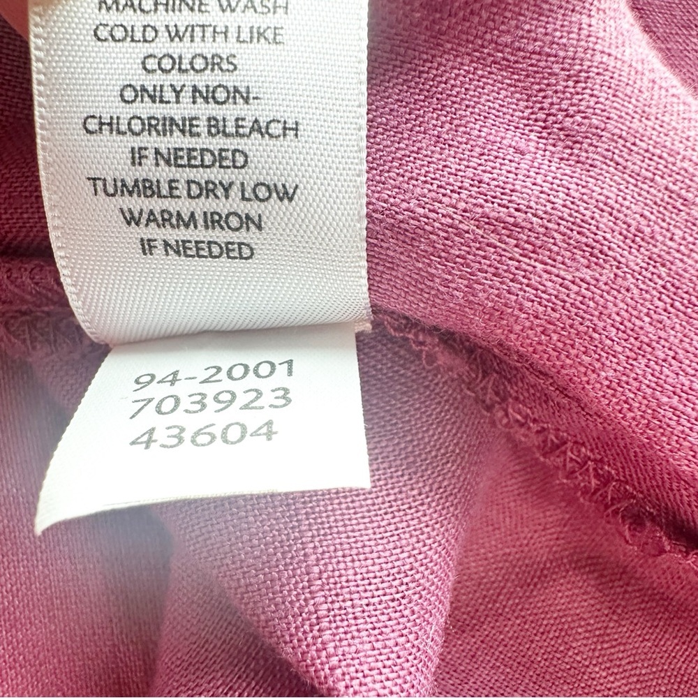 J. Jill Linen Top Button Front Long Sleeve Mauve Medium - Picture 5 of 7